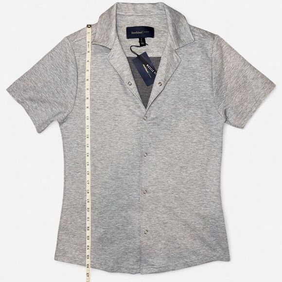 NWT River Island Men's Grey Short Sleeve Collared Button Down Shirt - Picture 2 of 8